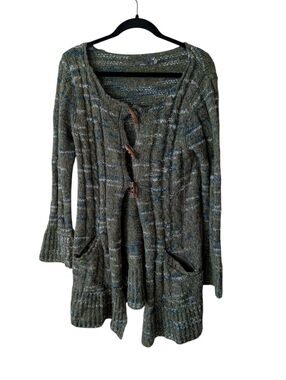 Prana Long Duster Cardigan Toggle Giselle Bell Sleeve Wool Mohair Sweater Size S